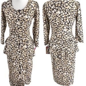 Isadora New with Tags Vintage Womens Size 9 Floral Long Sleeve Midi Dress